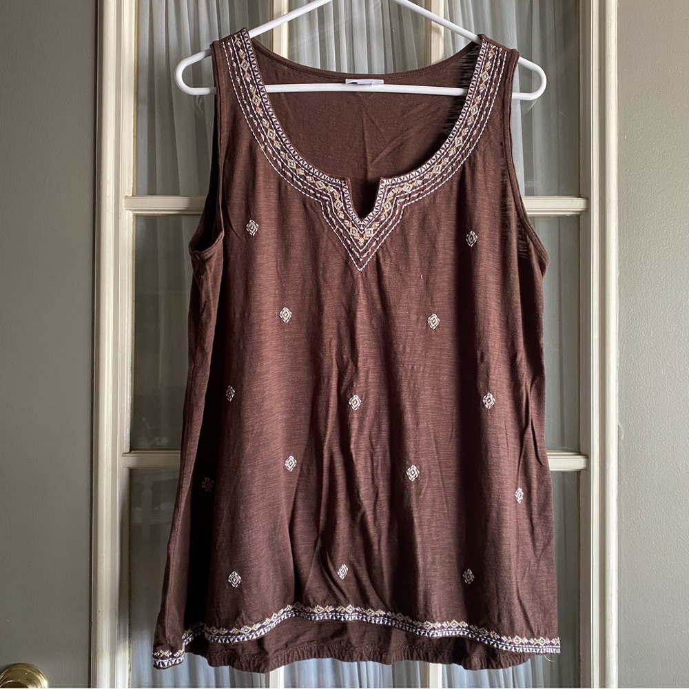 J. Jill Brown Embroidered Women's Tank